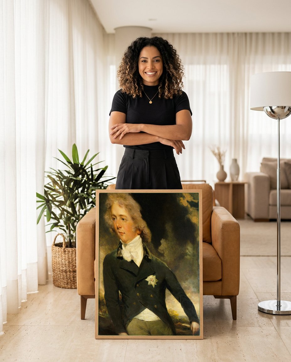 Quadro Decorativo Retrato de Homem - John Hoppner com modelo em ambiente