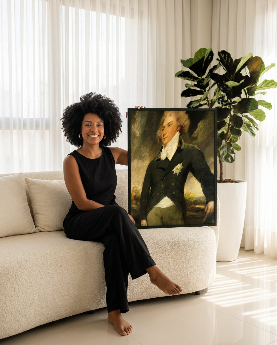 Quadro Decorativo Retrato de Homem - John Hoppner com modelo em ambiente