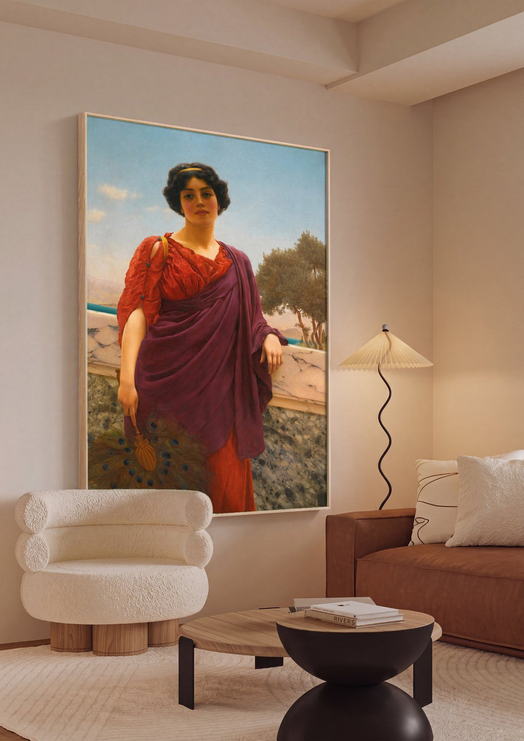 Quadro Decorativo A Jovem Favorita - John William Godward em ambiente decorado
