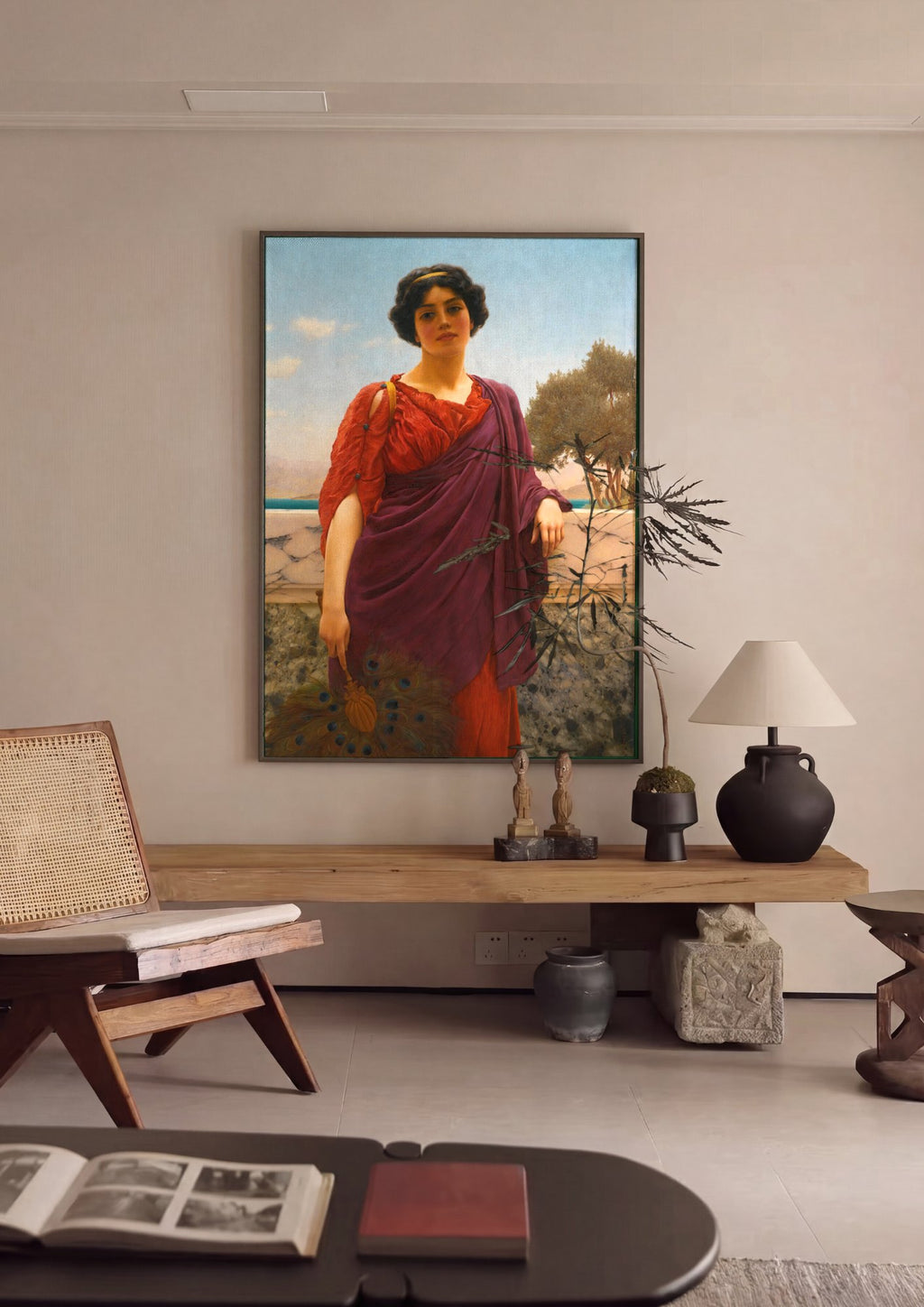 Quadro Decorativo A Jovem Favorita - John William Godward em ambiente decorado