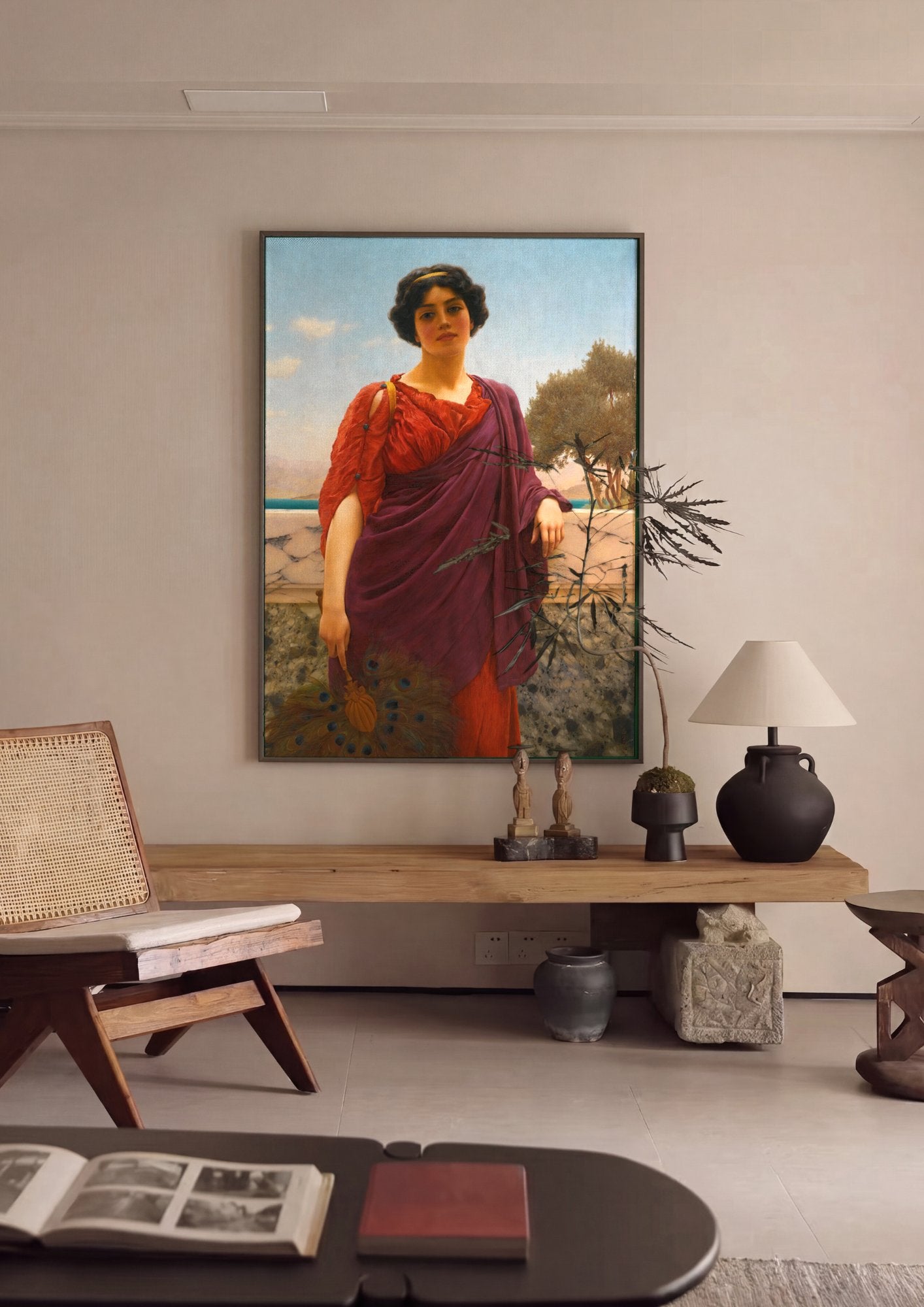 Quadro Decorativo A Jovem Favorita - John William Godward em ambiente decorado
