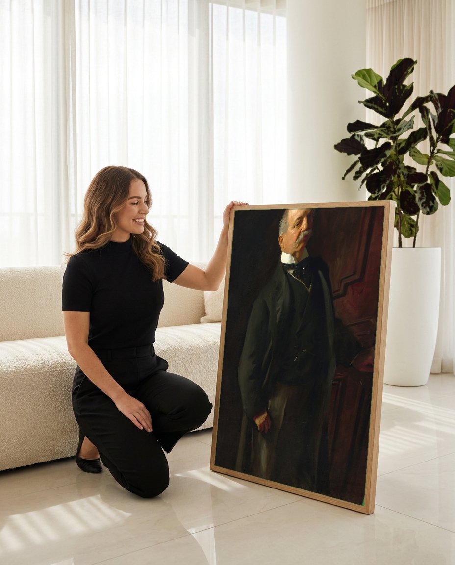 Quadro Decorativo: Retrato de Homem - John Singer Sargent com modelo em ambiente
