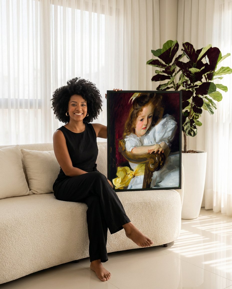 Quadro Decorativo Retrato de Menina - John Singer Sargent com modelo em ambiente