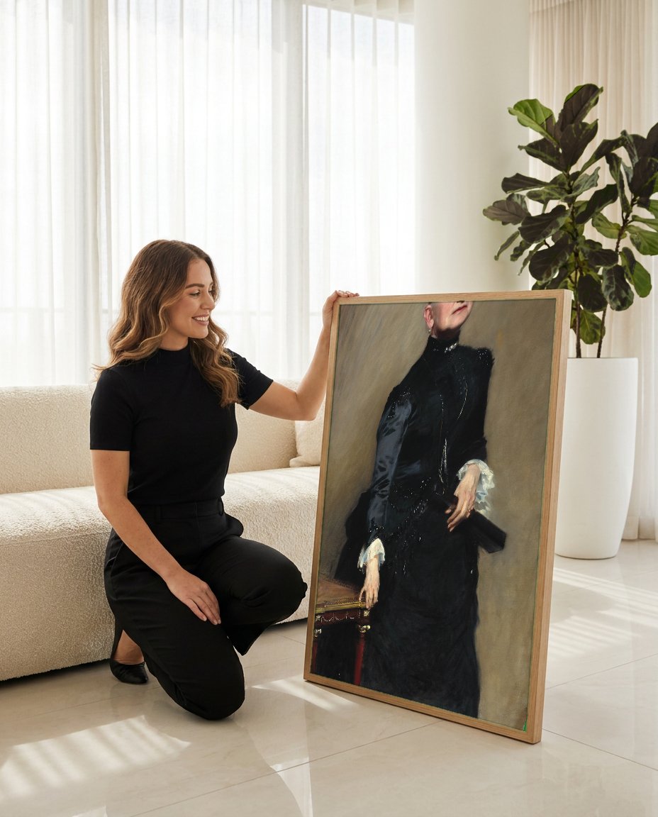 Quadro Decorativo Retrato de Mulher - John Singer Sargent com modelo em ambiente