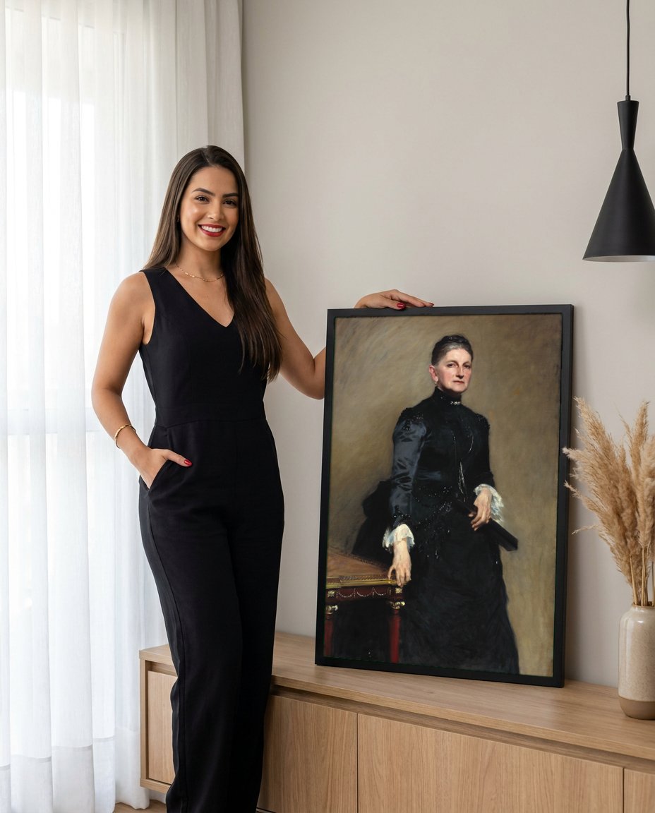 Quadro Decorativo Retrato de Mulher - John Singer Sargent com modelo em ambiente