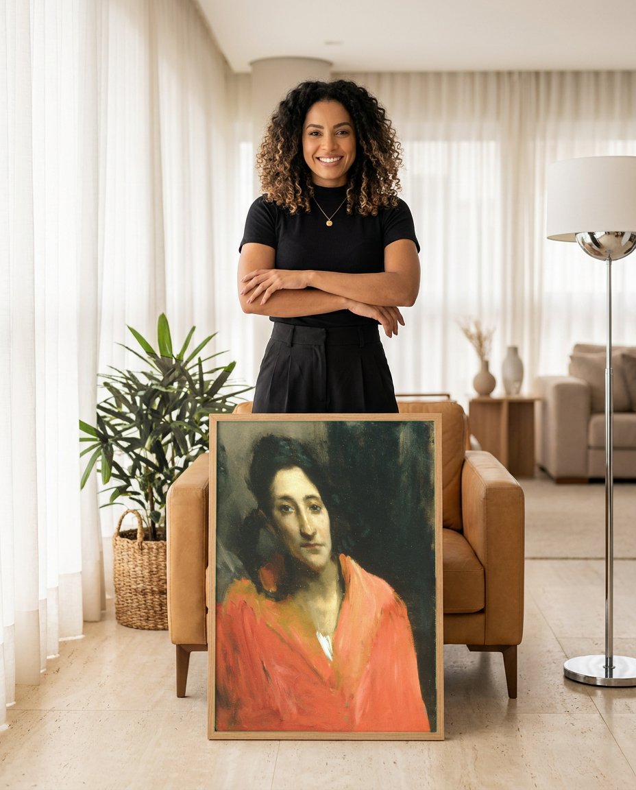 Quadro Decorativo Retrato de Mulher - John Singer Sargent com modelo em ambiente