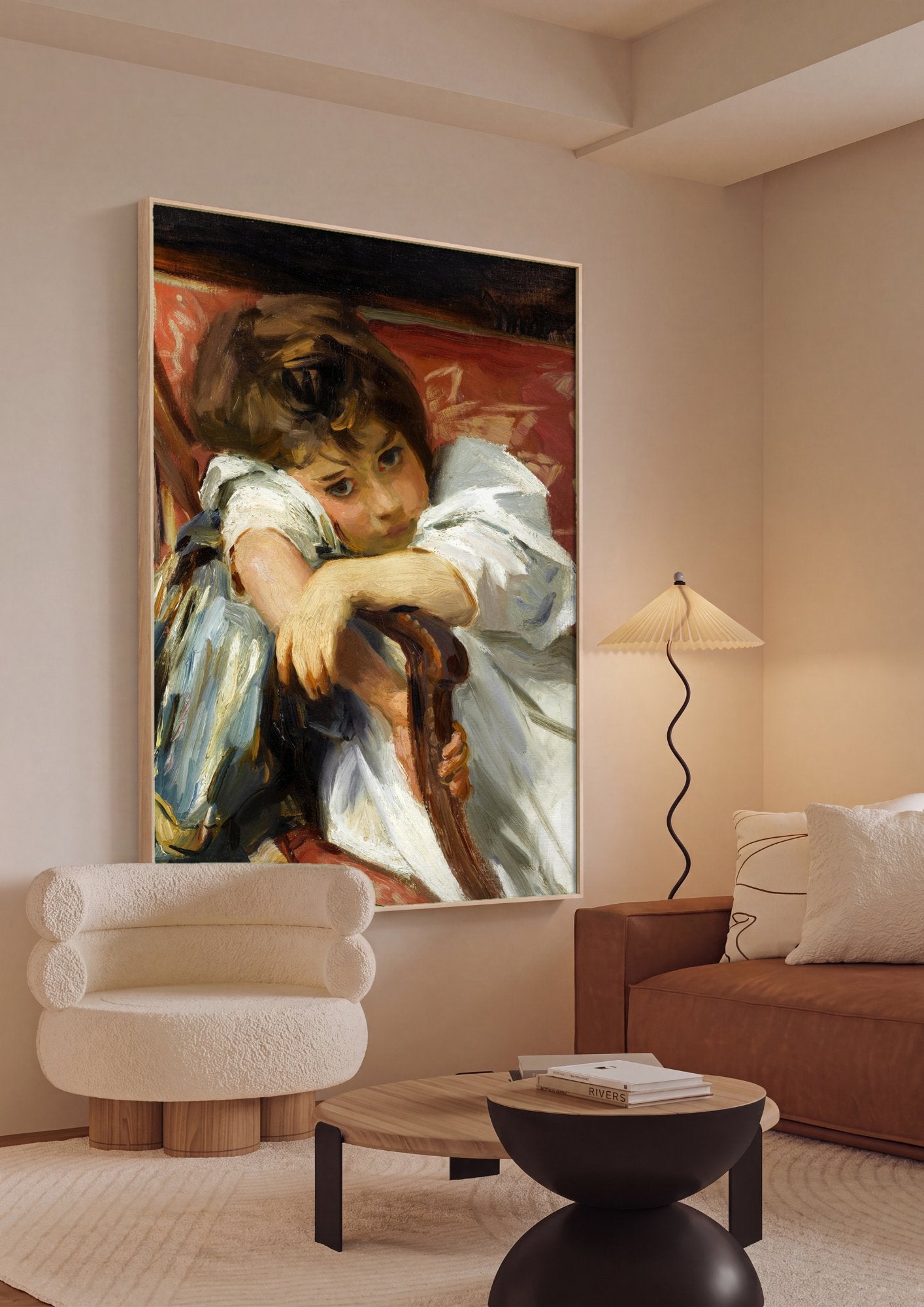 Quadro Decorativo Criança Pensativa - John Singer Sargent em ambiente decorado