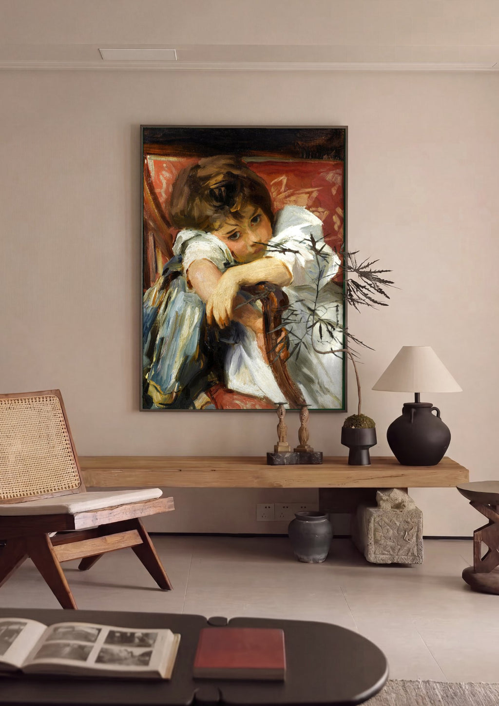 Quadro Decorativo Criança Pensativa - John Singer Sargent em ambiente decorado