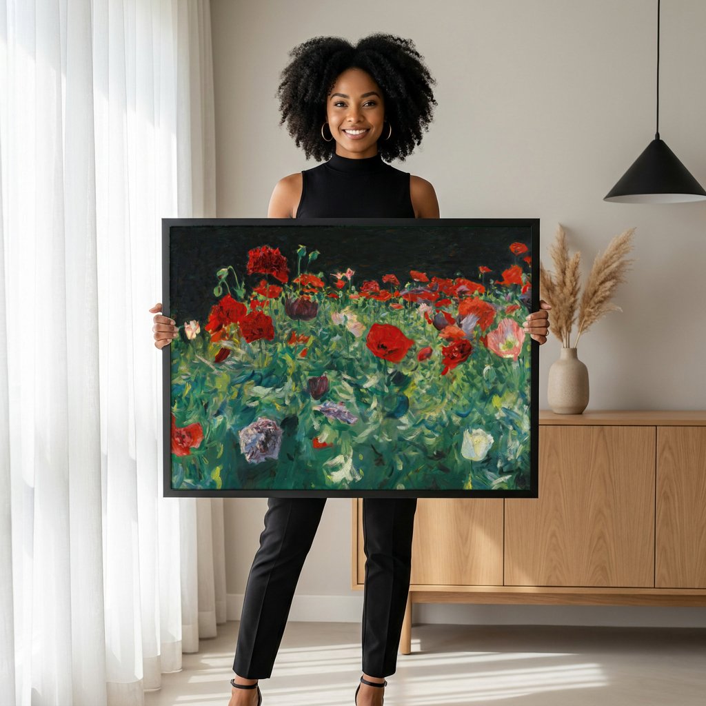 Quadro Decorativo Campo de Papoulas - John Singer Sargent com modelo em ambiente
