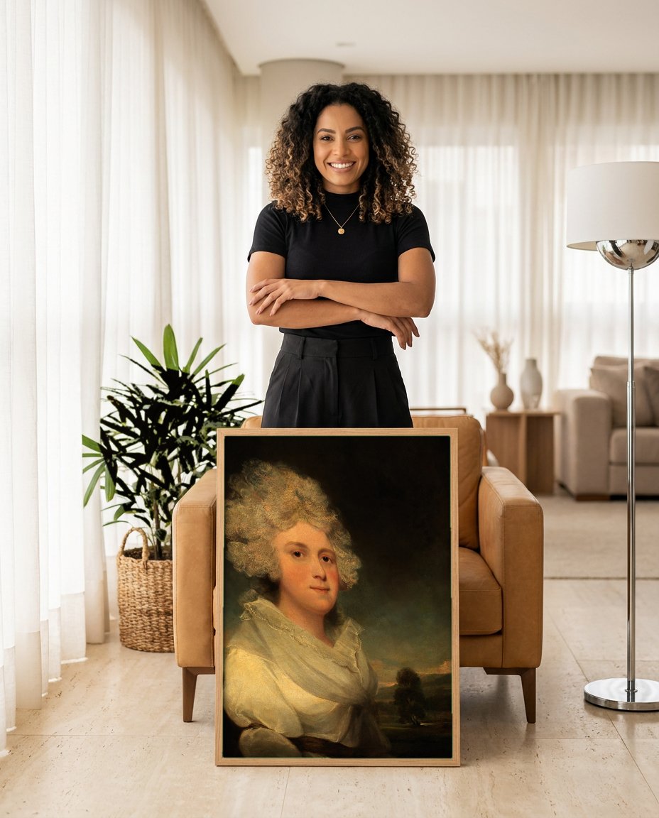 Quadro Decorativo Retrato de Mulher - John Hoppner com modelo em ambiente