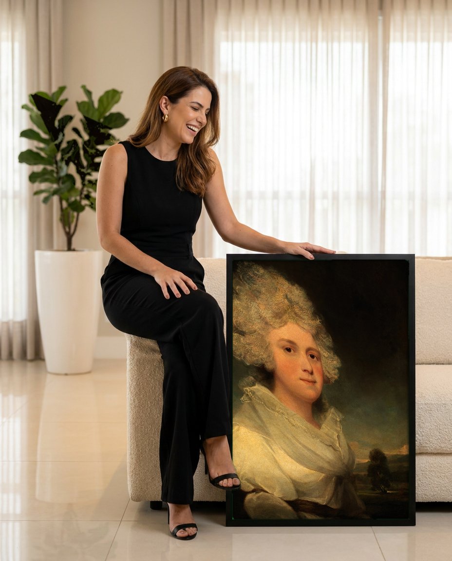 Quadro Decorativo Retrato de Mulher - John Hoppner com modelo em ambiente