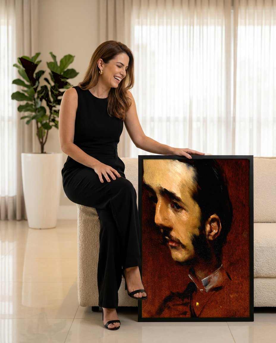 Quadro Decorativo Retrato de Homem - John Singer Sargent com modelo em ambiente