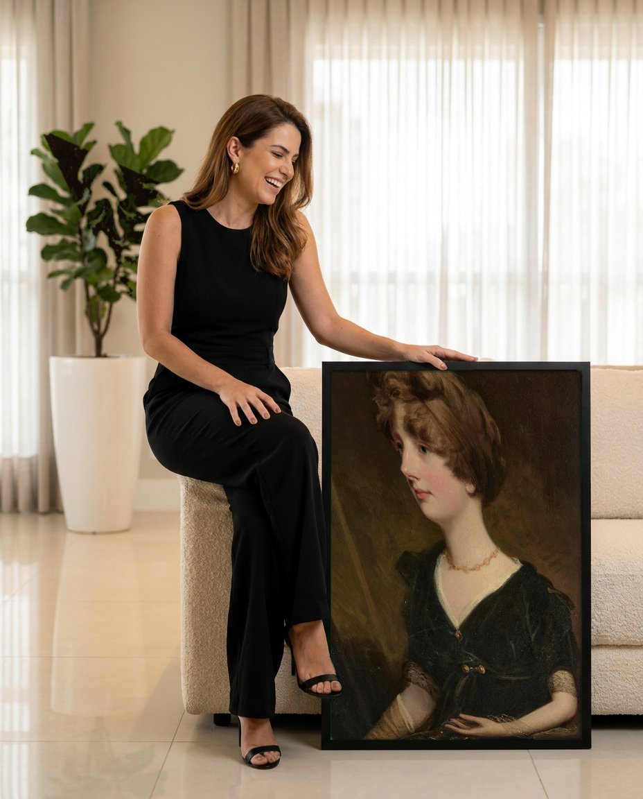 Quadro Decorativo Retrato de Mulher - John Hoppner com modelo em ambiente