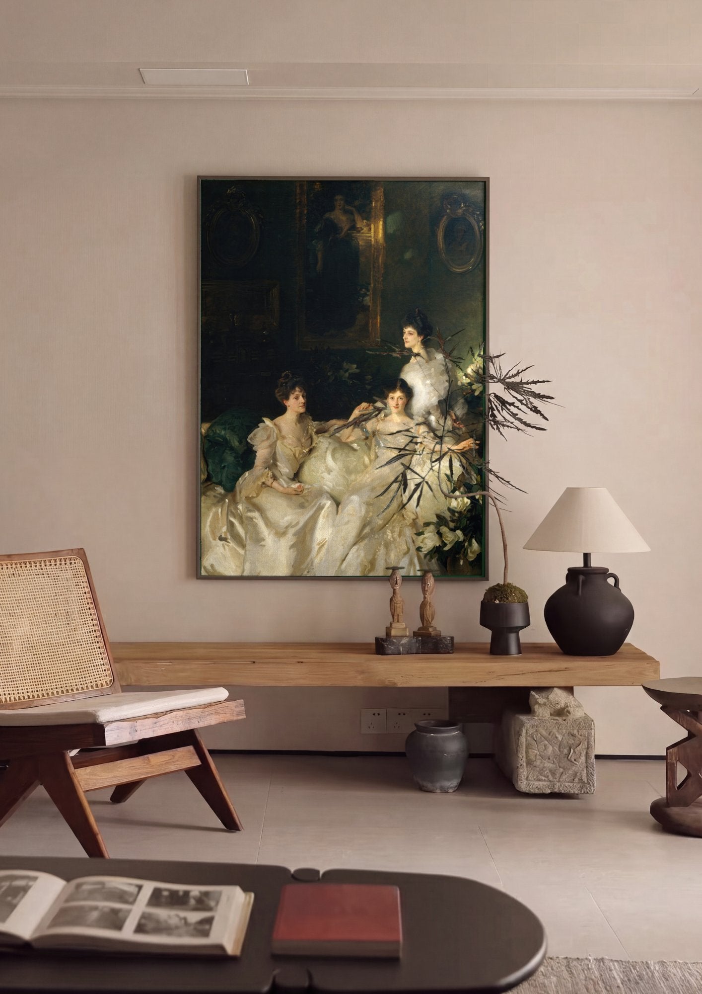 Quadro Decorativo As Irmãs Wyndham - John Singer Sargent em ambiente decorado