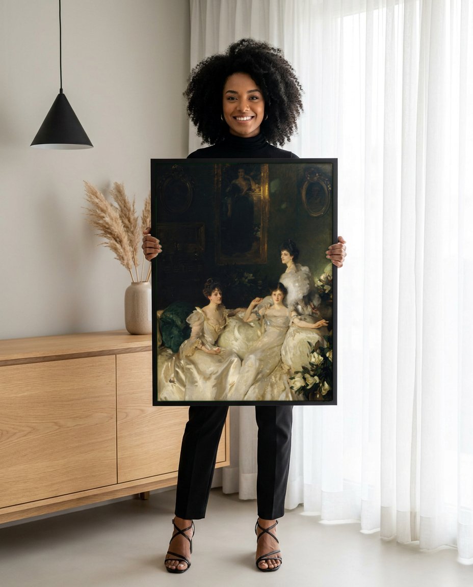 Quadro Decorativo As Irmãs Wyndham - John Singer Sargent com modelo em ambiente