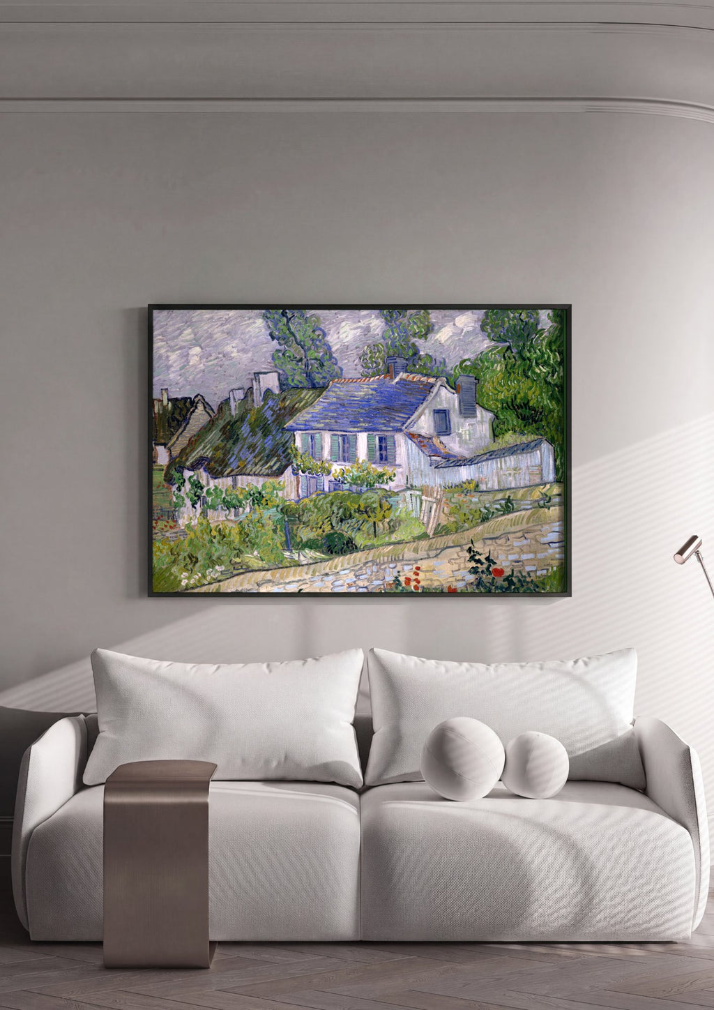 Quadro Decorativo Casas em Auvers-sur-Oise - Van Gogh em ambiente decorado