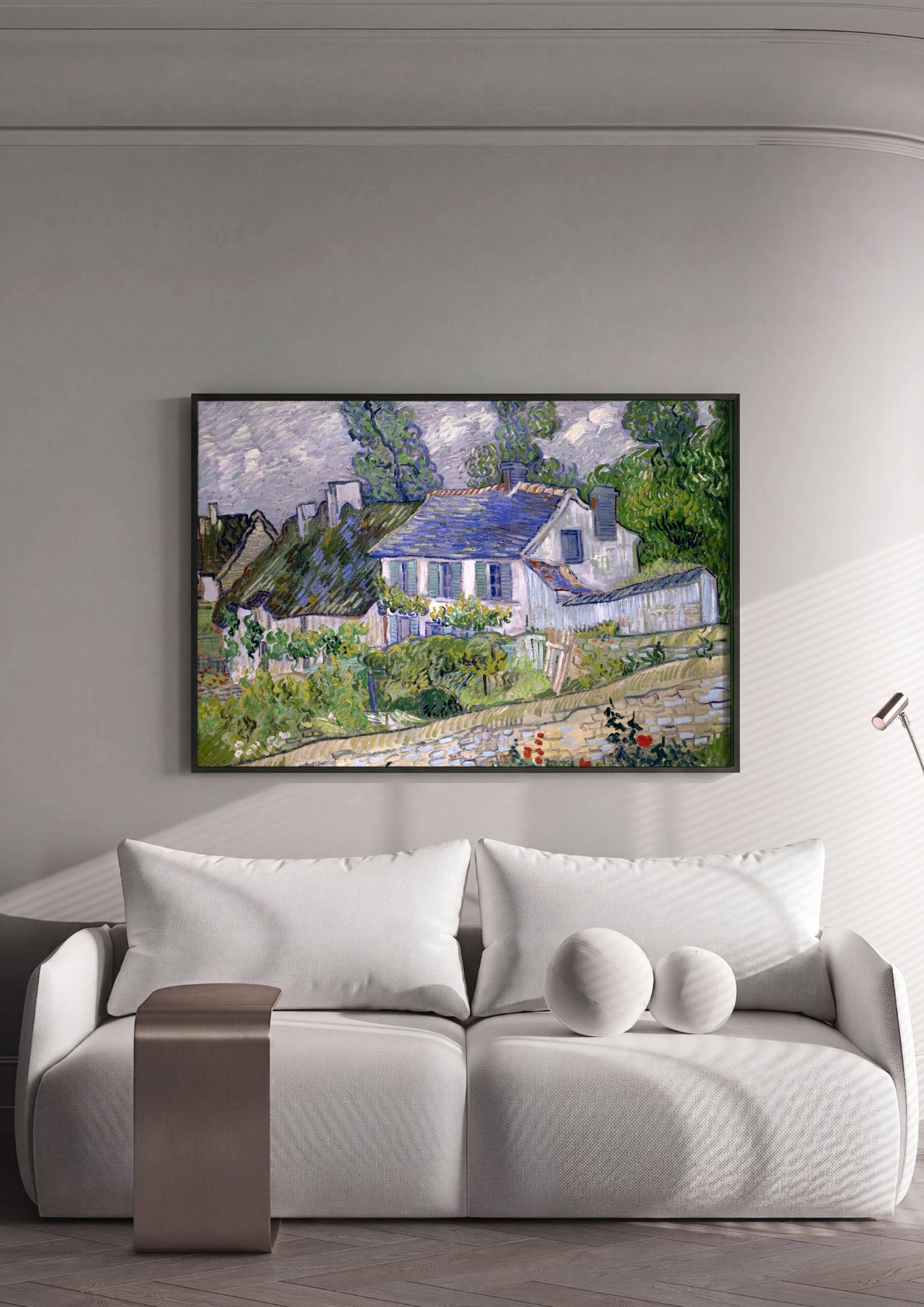 Quadro Decorativo Casas em Auvers-sur-Oise - Van Gogh em ambiente decorado