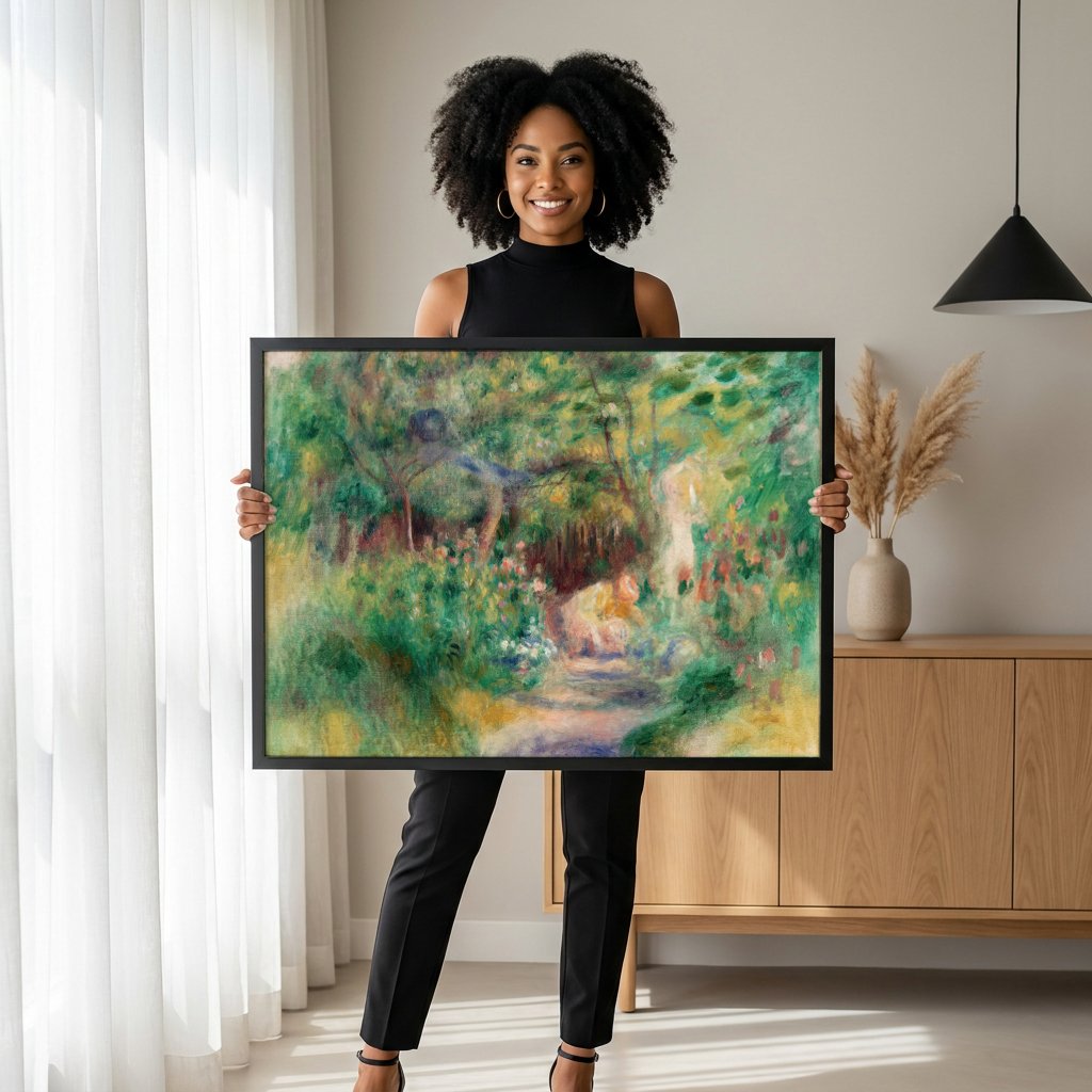 Quadro Decorativo Jardim de Verão - Renoir com modelo em ambiente