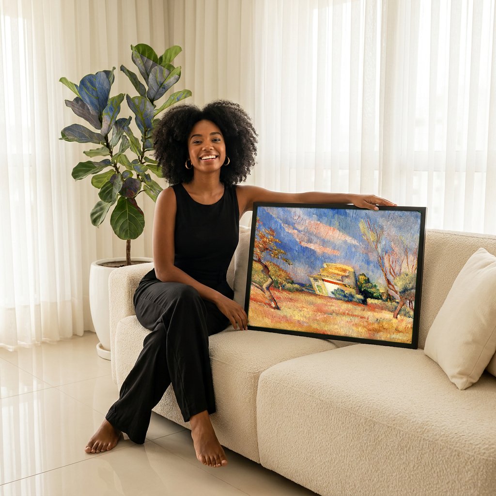 Quadro Decorativo Campo Provençal - Renoir com modelo em ambiente
