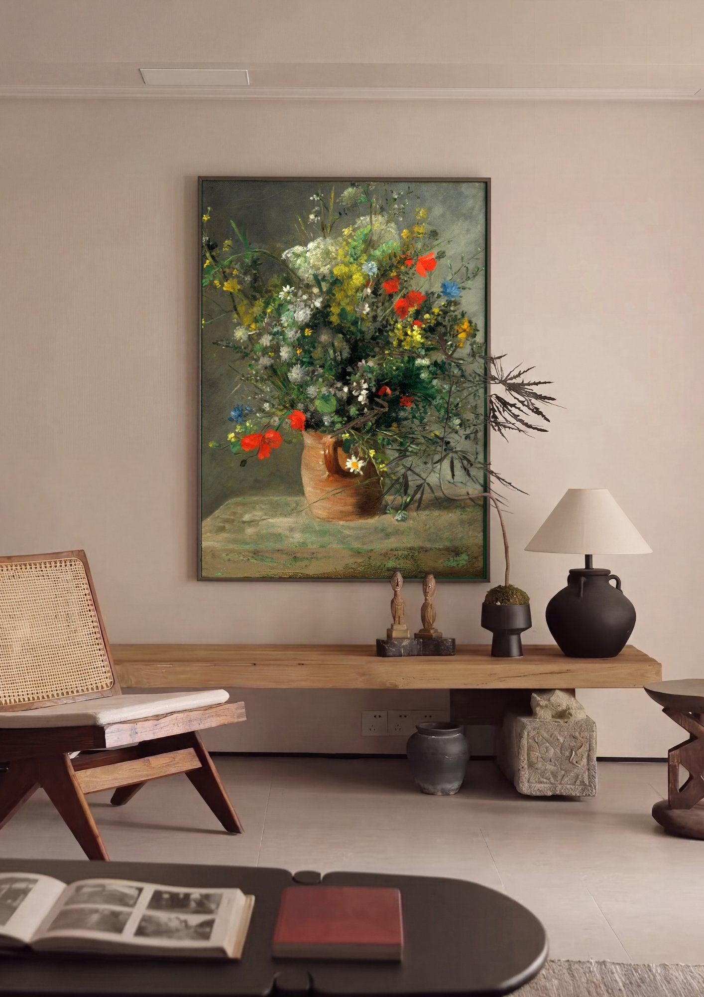Quadro Decorativo Vaso de Flores - Renoir em ambiente decorado