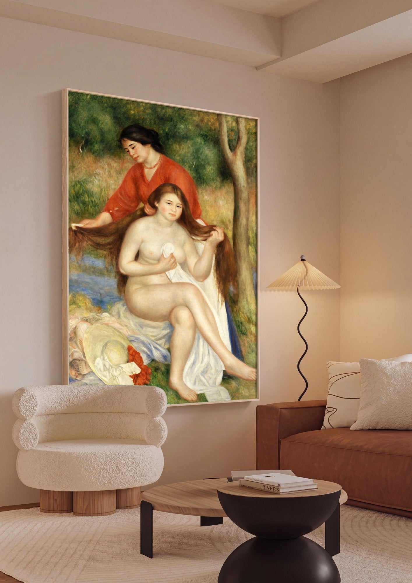 Quadro Decorativo Banho no Rio - Renoir em ambiente decorado