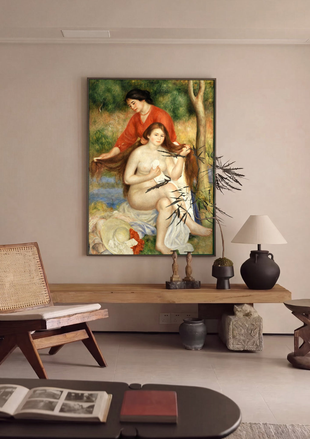 Quadro Decorativo Banho no Rio - Renoir em ambiente decorado