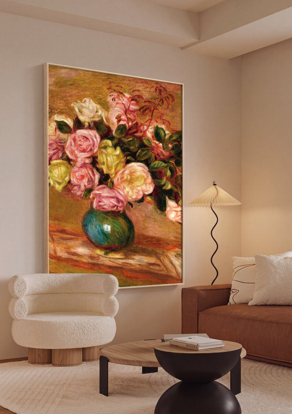Quadro Decorativo Rosas em Vaso - Renoir em ambiente decorado
