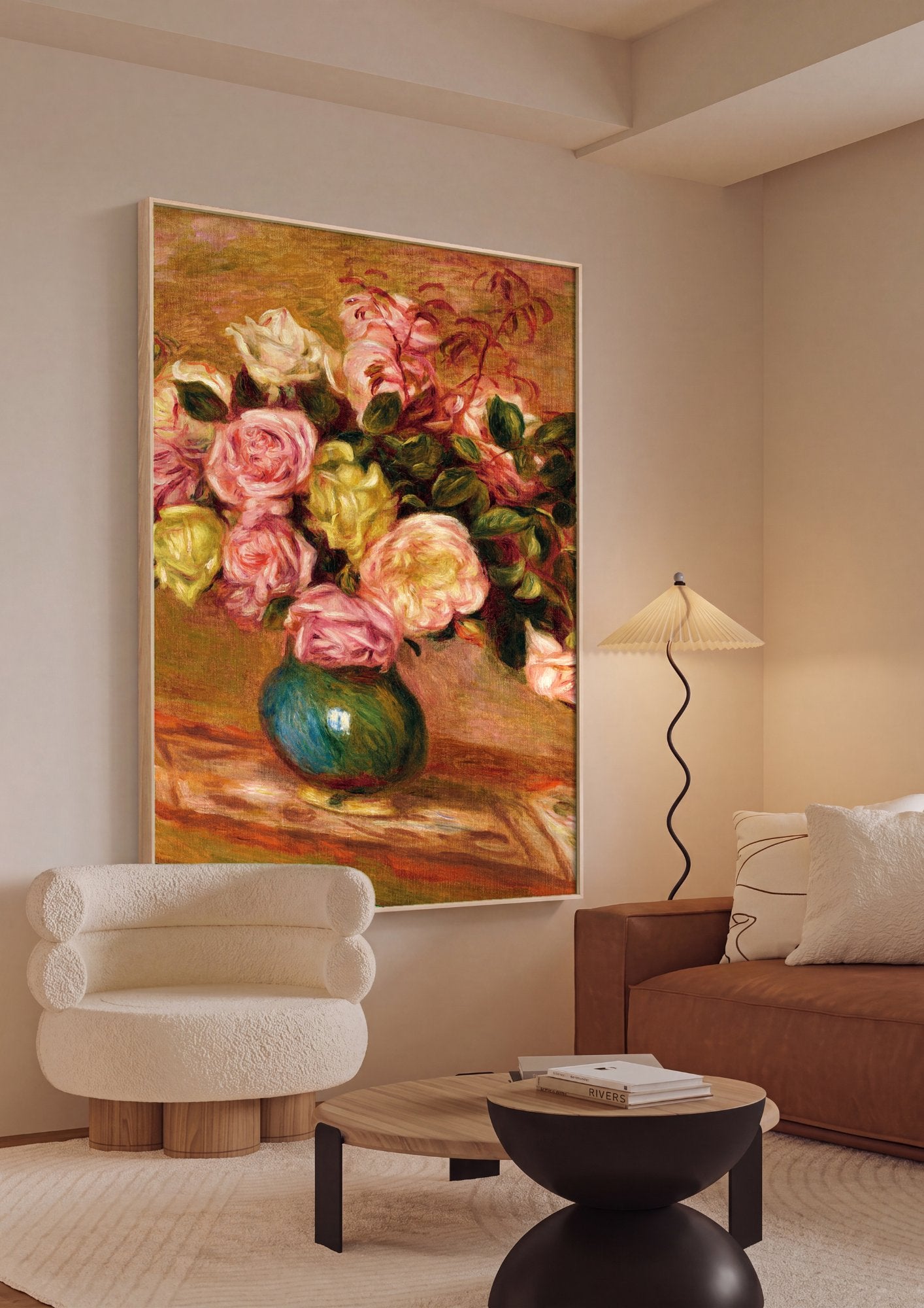 Quadro Decorativo Rosas em Vaso - Renoir em ambiente decorado