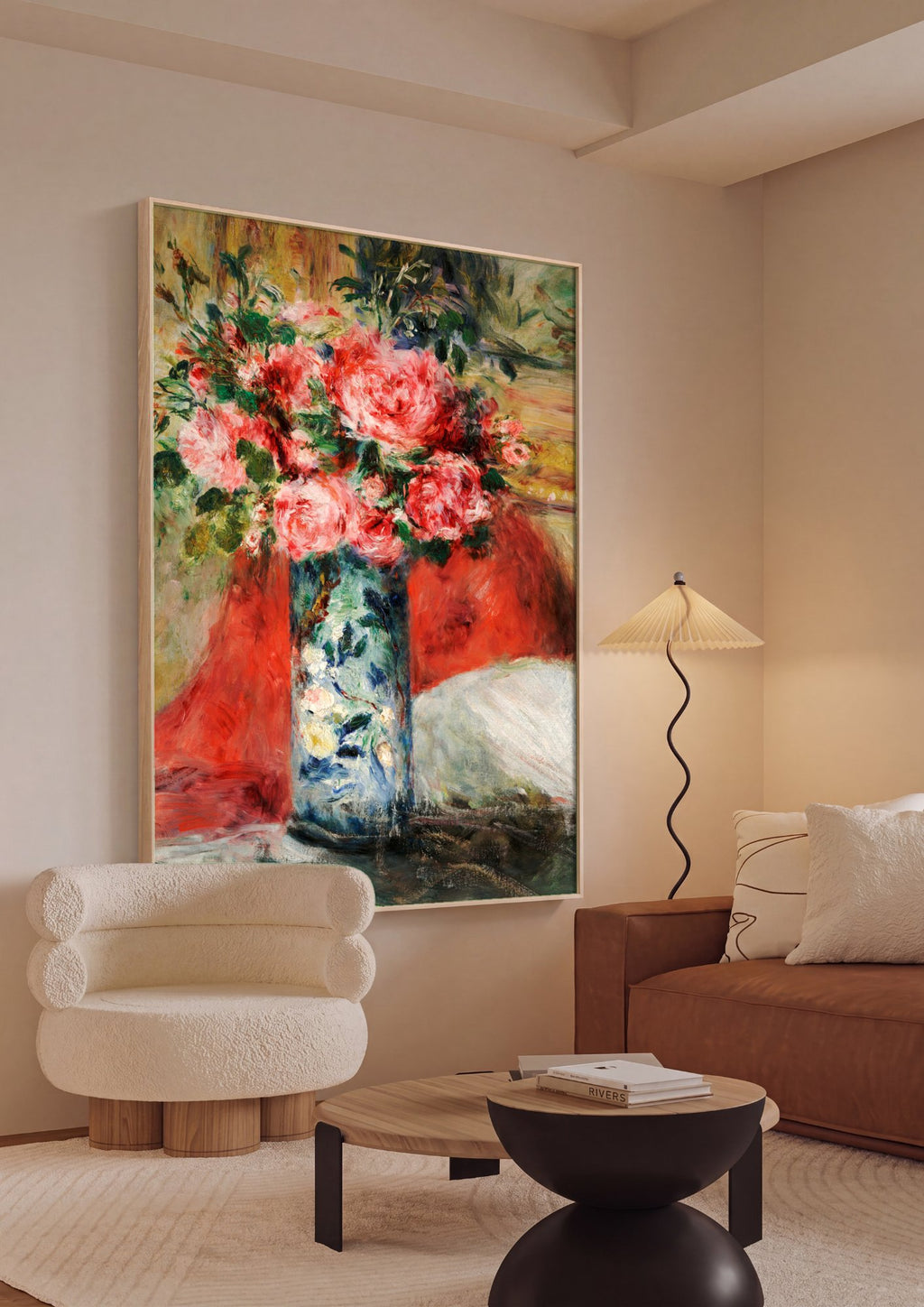 Quadro Decorativo Rosas em Vaso - Renoir em ambiente decorado