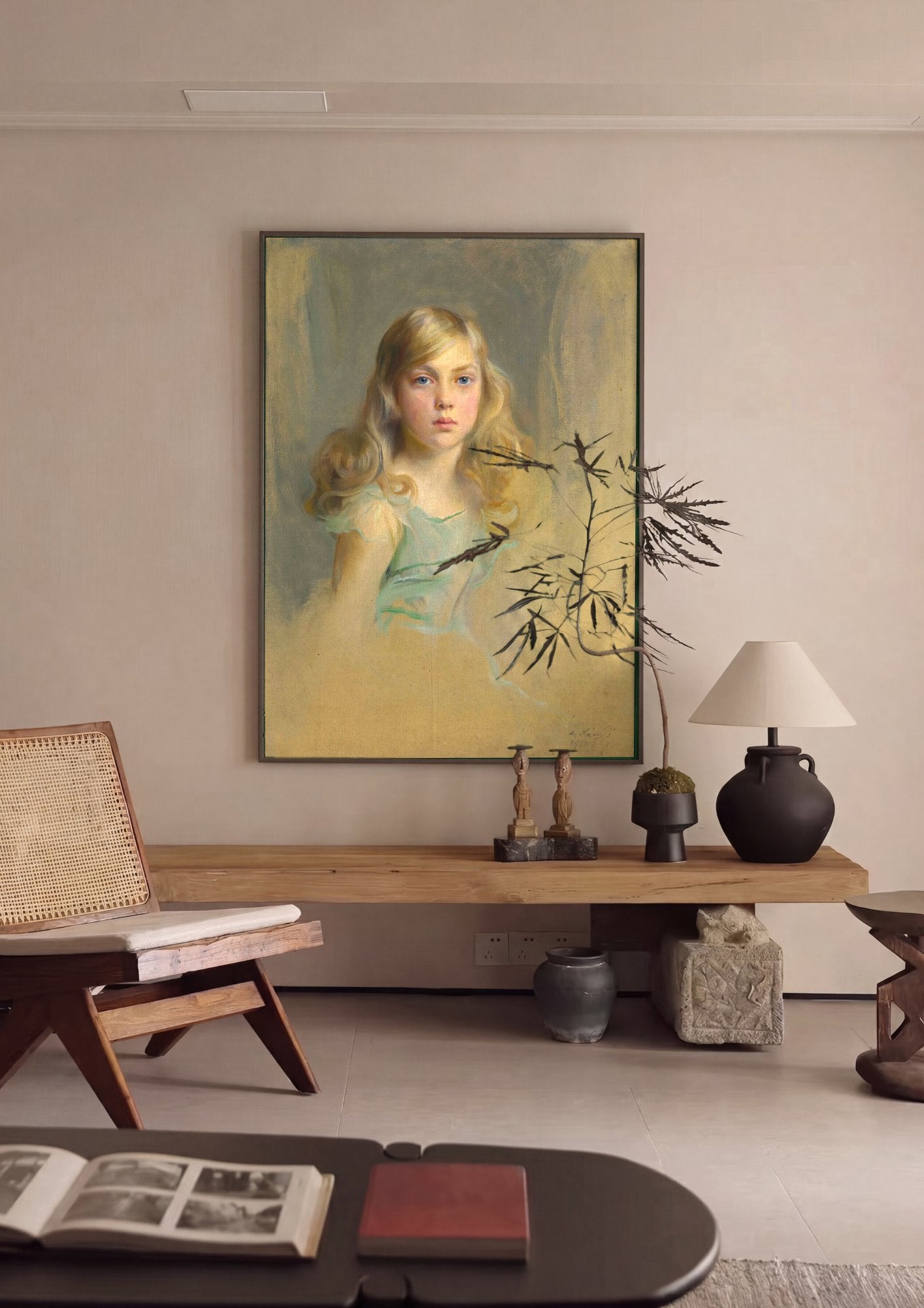 Quadro Decorativo Retrato de Menina Loira - Philip Alexius de László em ambiente decorado