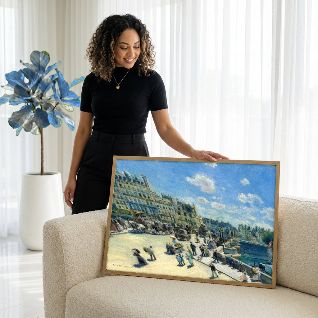 Quadro Decorativo Pont Neuf - Renoir com modelo em ambiente