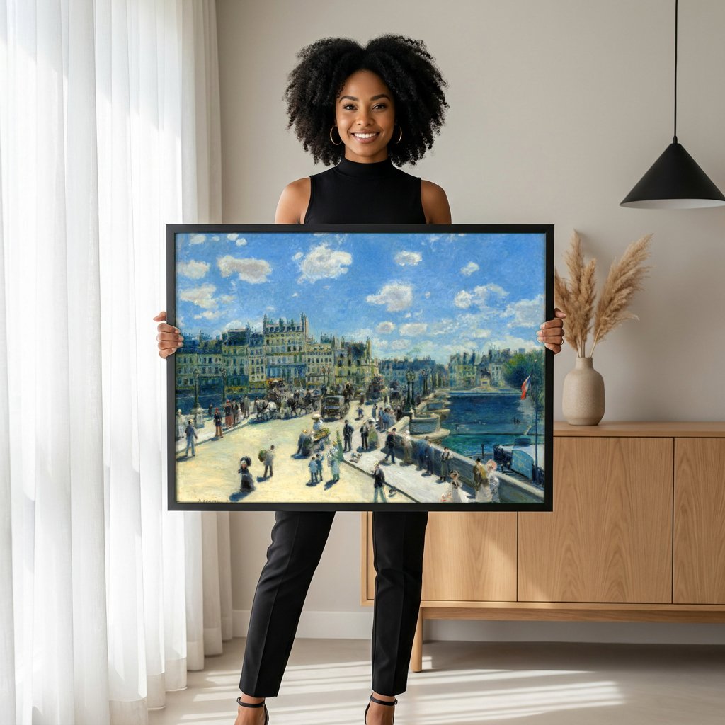 Quadro Decorativo Pont Neuf - Renoir com modelo em ambiente