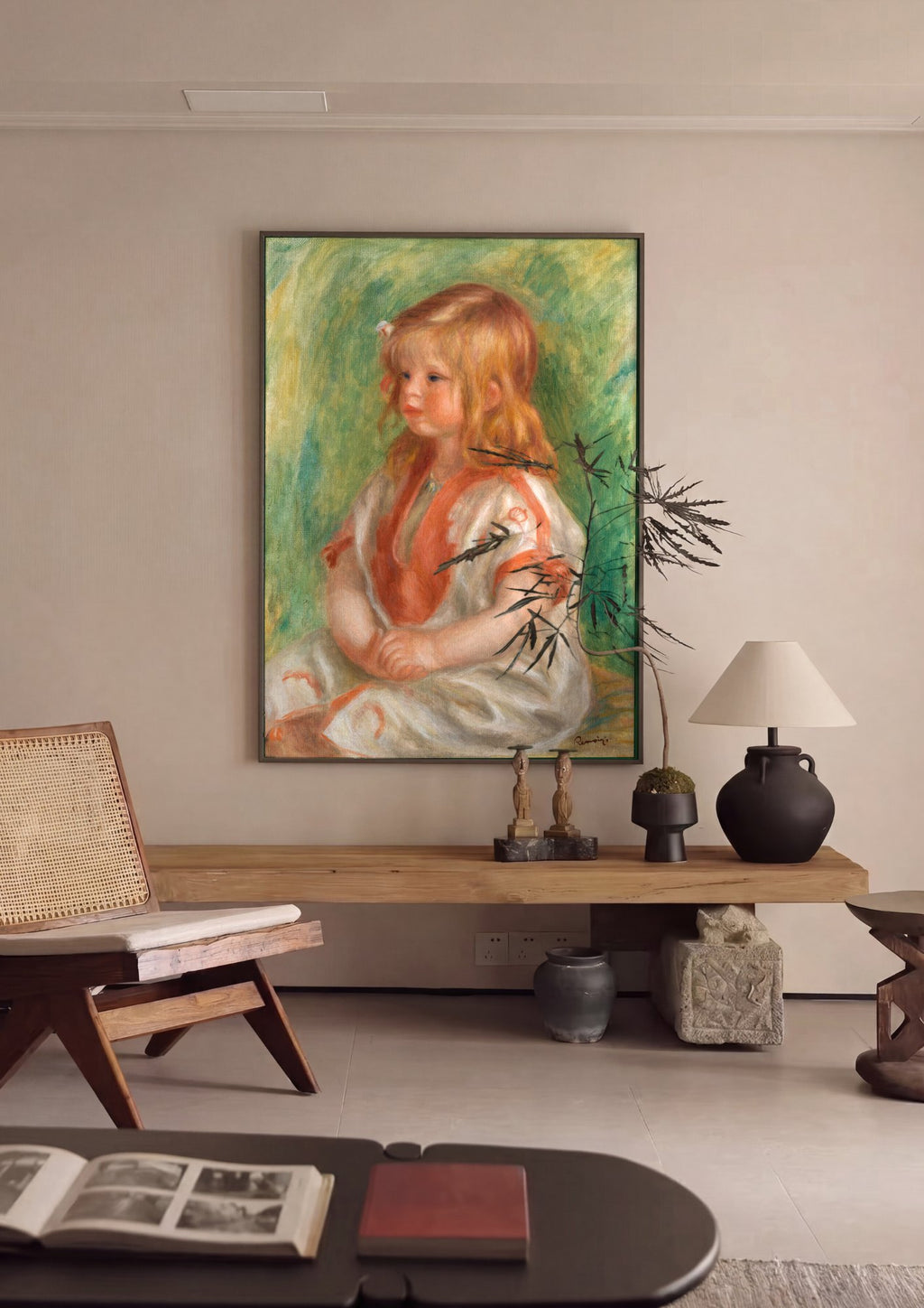 Quadro Decorativo Criança Ruiva - Renoir em ambiente decorado