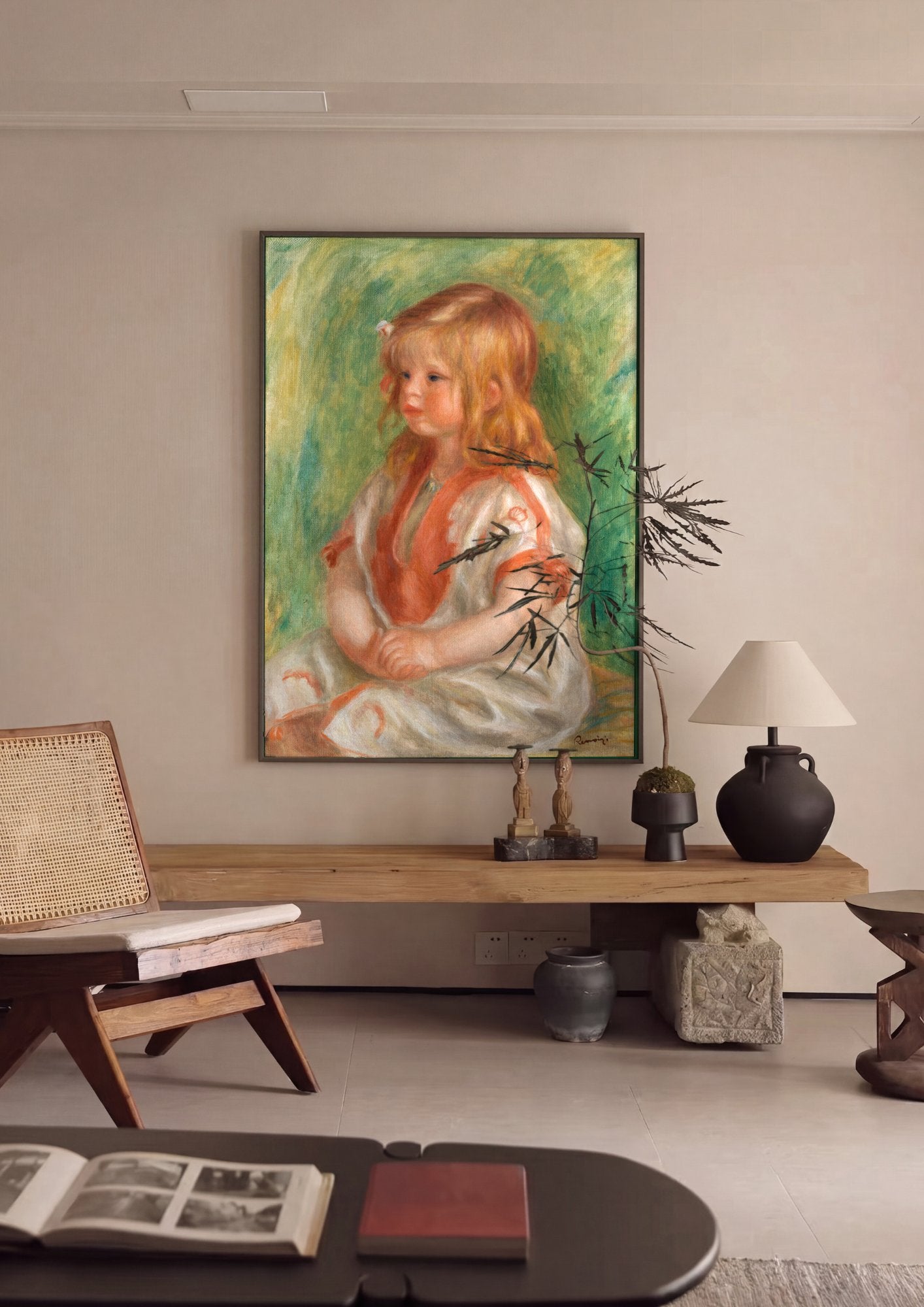 Quadro Decorativo Criança Ruiva - Renoir em ambiente decorado