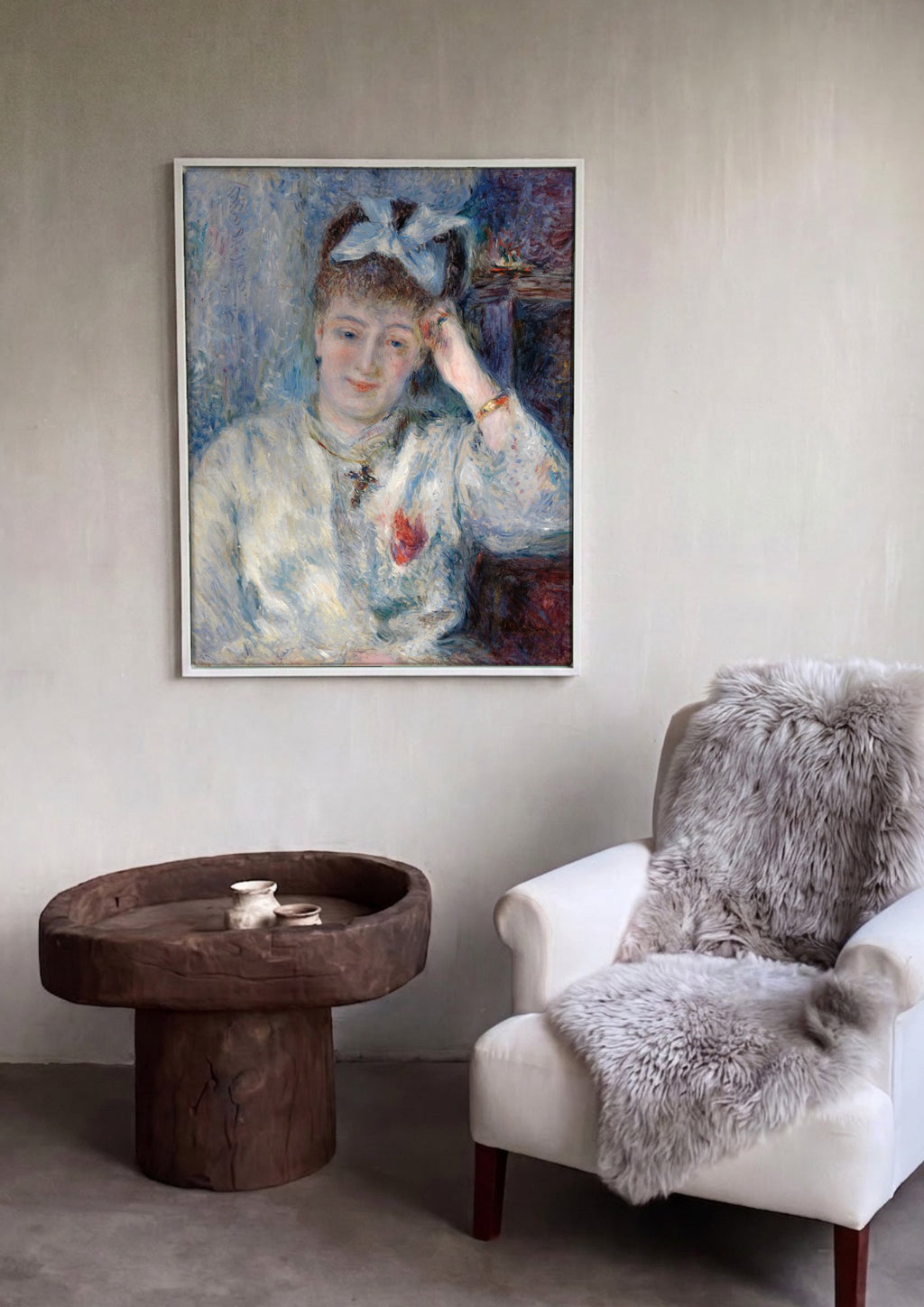 Quadro Decorativo A Mulher Jovem - Renoir em ambiente decorado