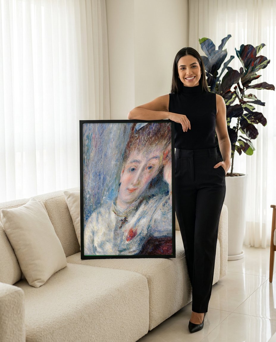 Quadro Decorativo A Mulher Jovem - Renoir com modelo em ambiente