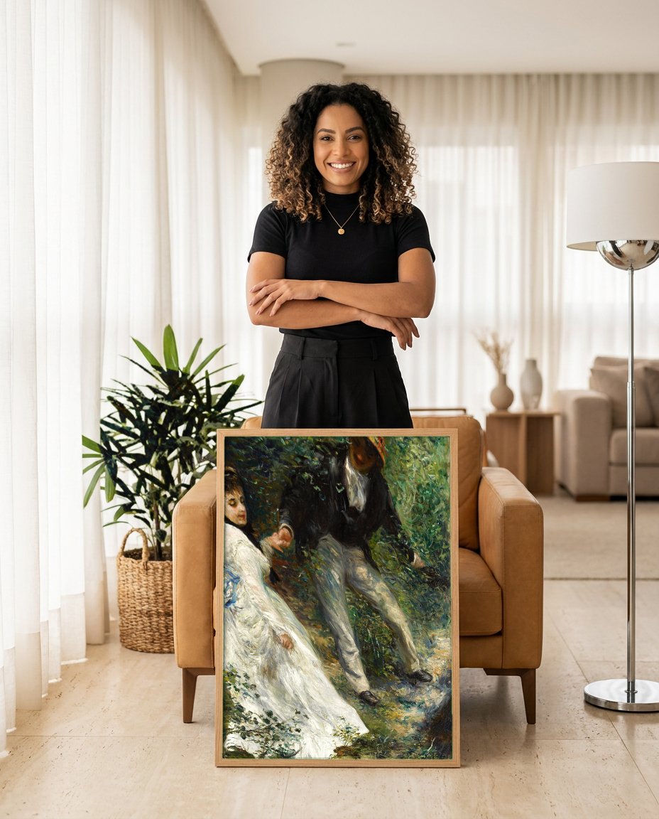 Quadro Decorativo A Caminhada - Renoir com modelo em ambiente