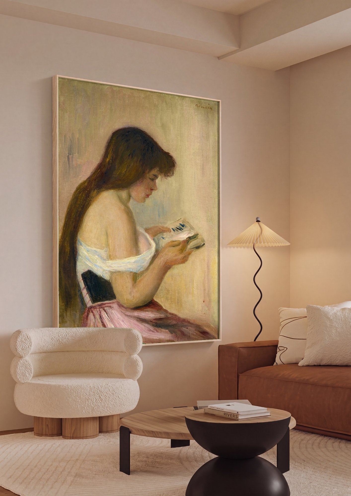 Quadro Decorativo Jovem Lendo - Renoir em ambiente decorado