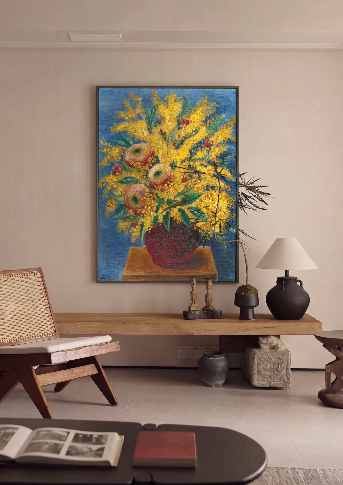 Quadro Decorativo de Vaso de Flores - Moïse Kisling em ambiente decorado
