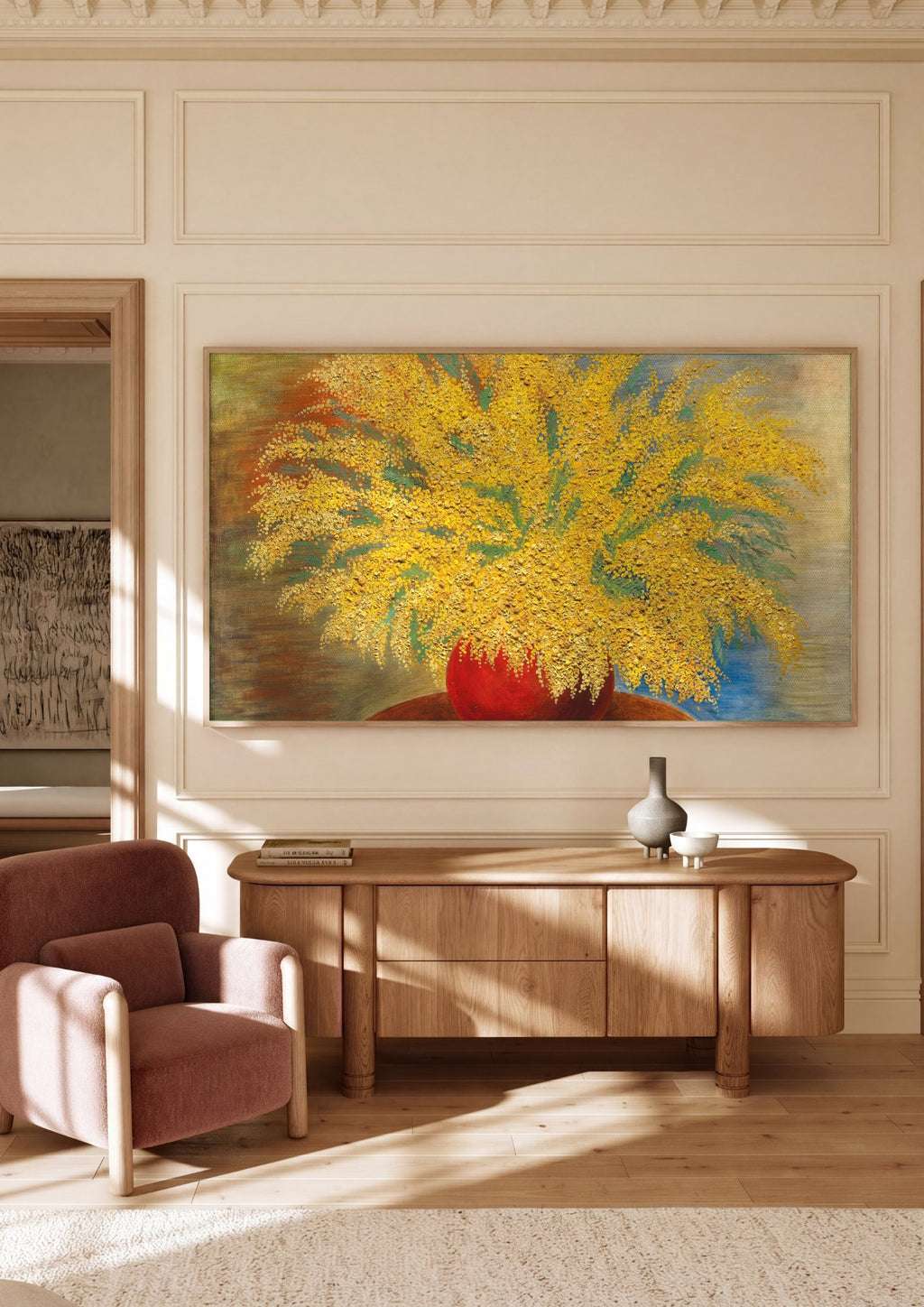Quadro Decorativo Mimosas Vibrantes - Moïse Kisling em ambiente decorado