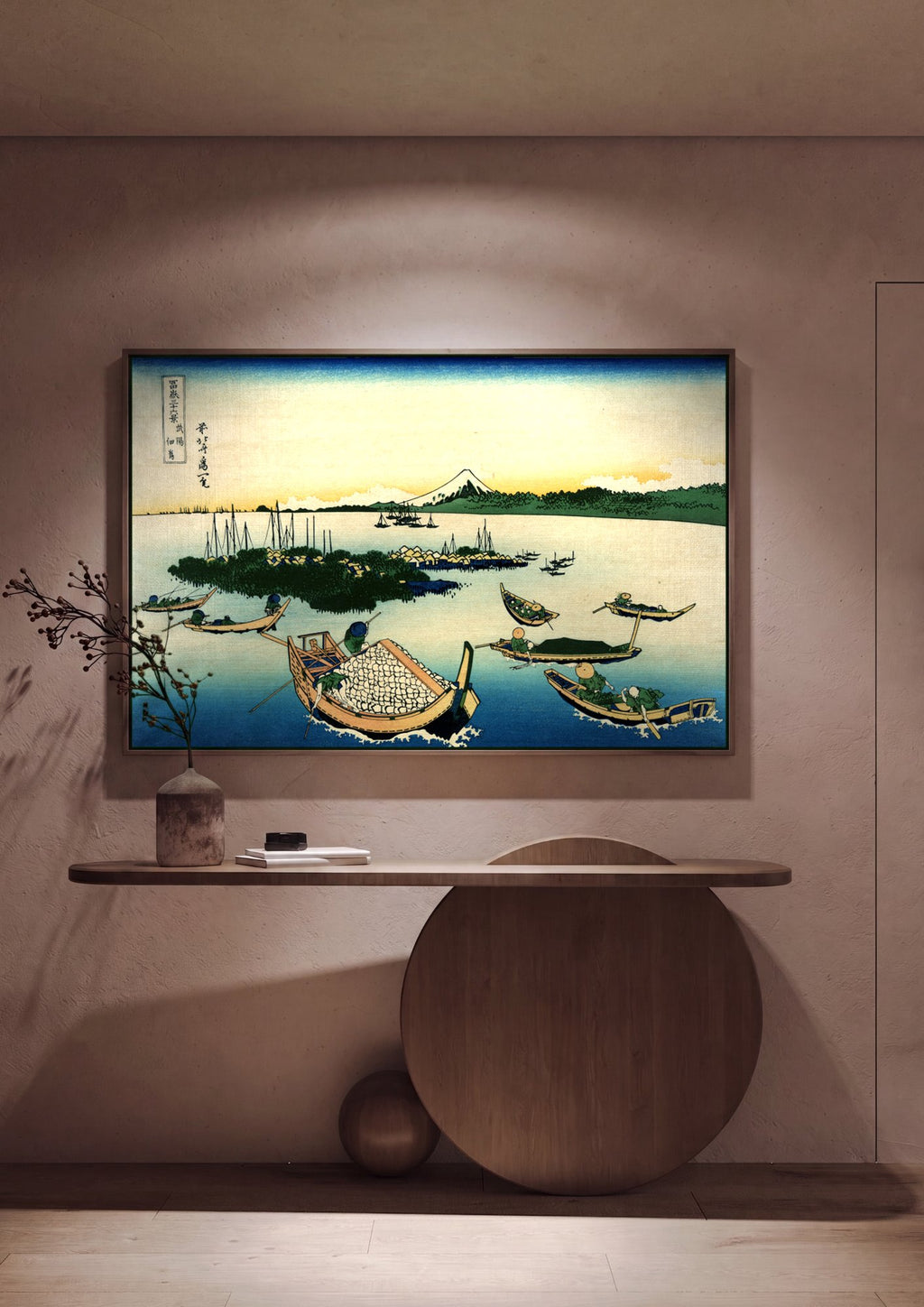 Quadro Decorativo A Lagoa de Hakone - Hokusai em ambiente decorado