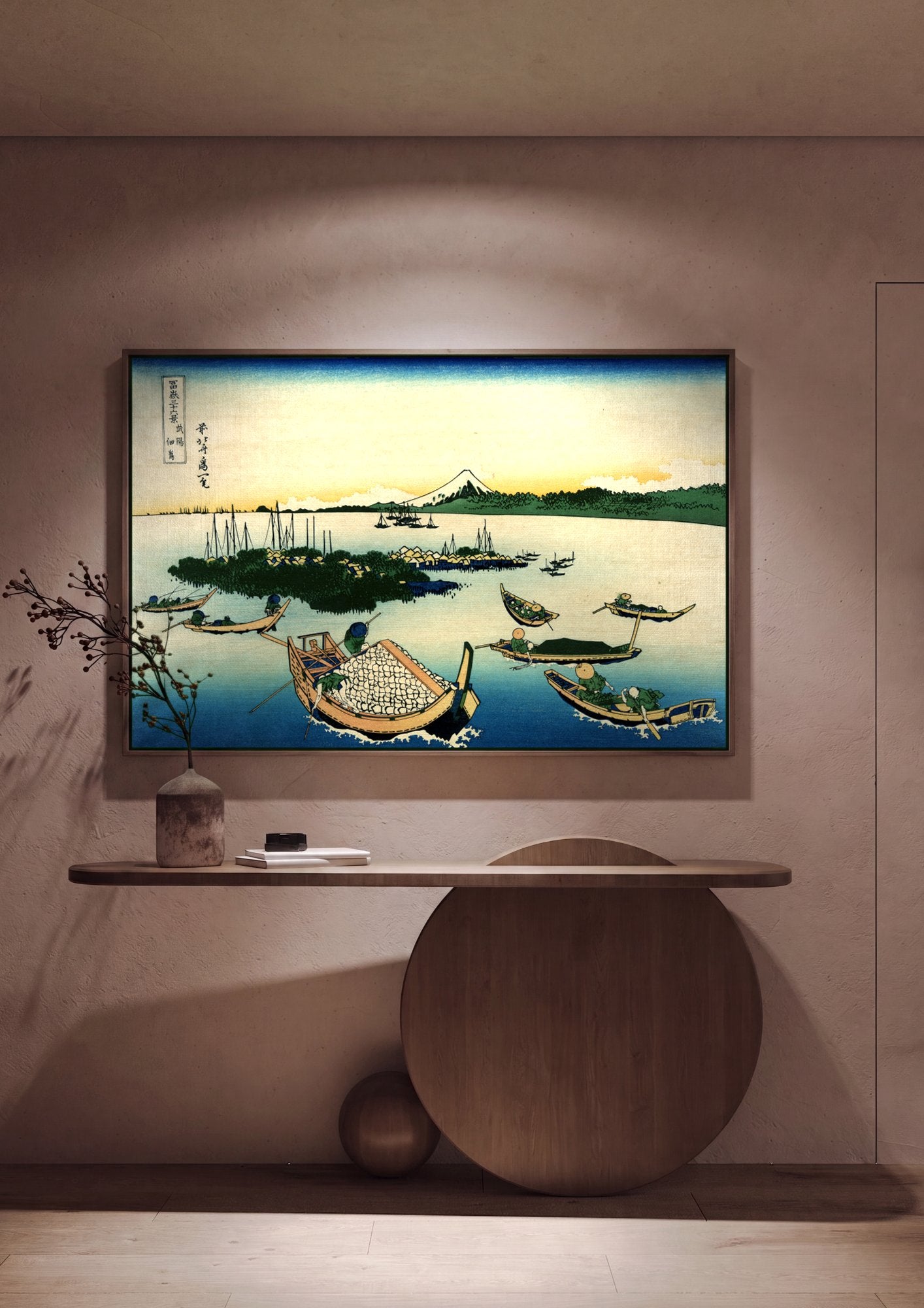 Quadro Decorativo A Lagoa de Hakone - Hokusai em ambiente decorado