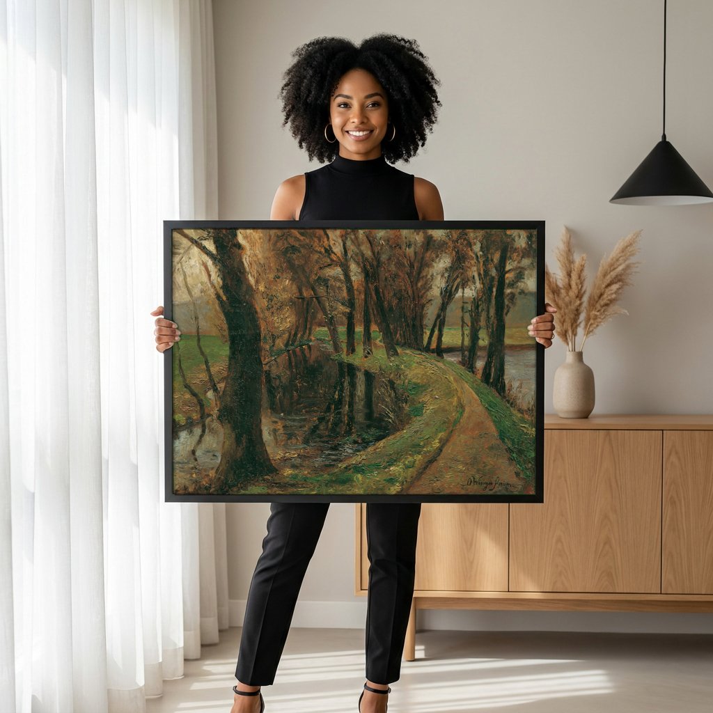 Quadro Decorativo Caminho na Floresta - Olga Wisinger-Florian com modelo em ambiente