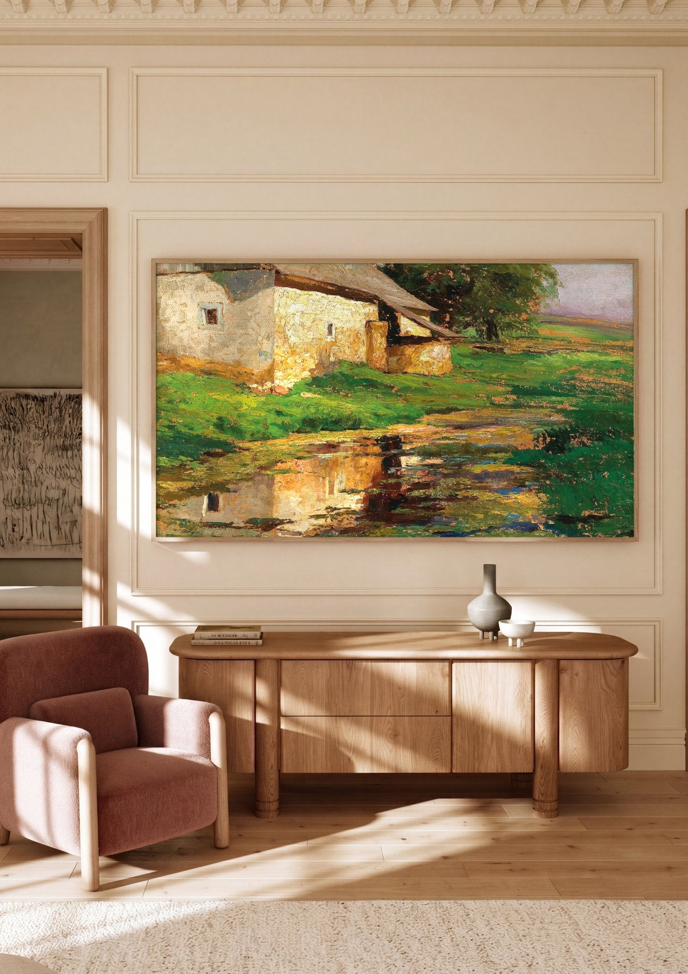 Quadro Decorativo Casa à Beira D'água - Olga Wisinger-Florian em ambiente decorado