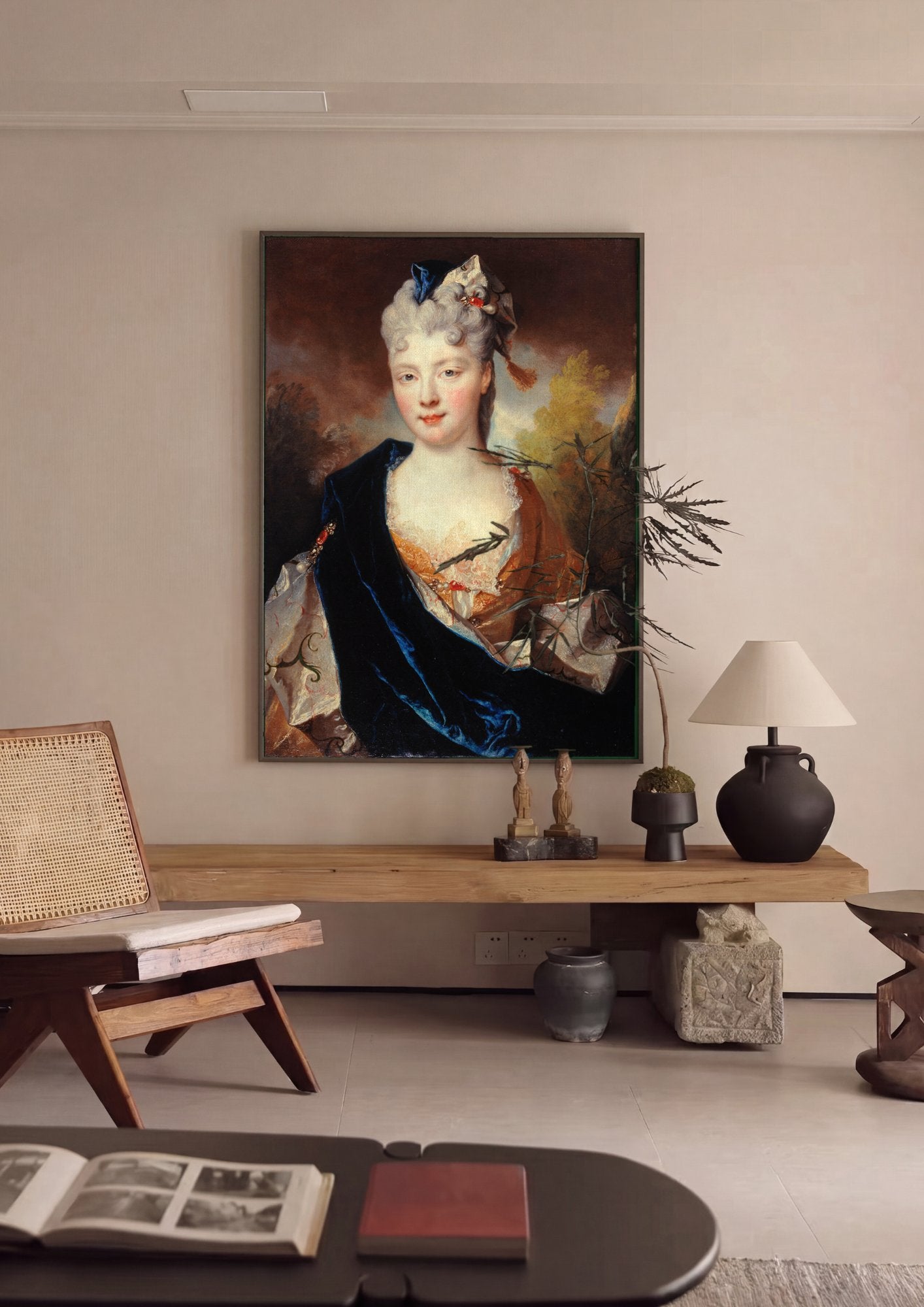 Quadro Decorativo Retrato de Dama - Nicolas de Largillière em ambiente decorado