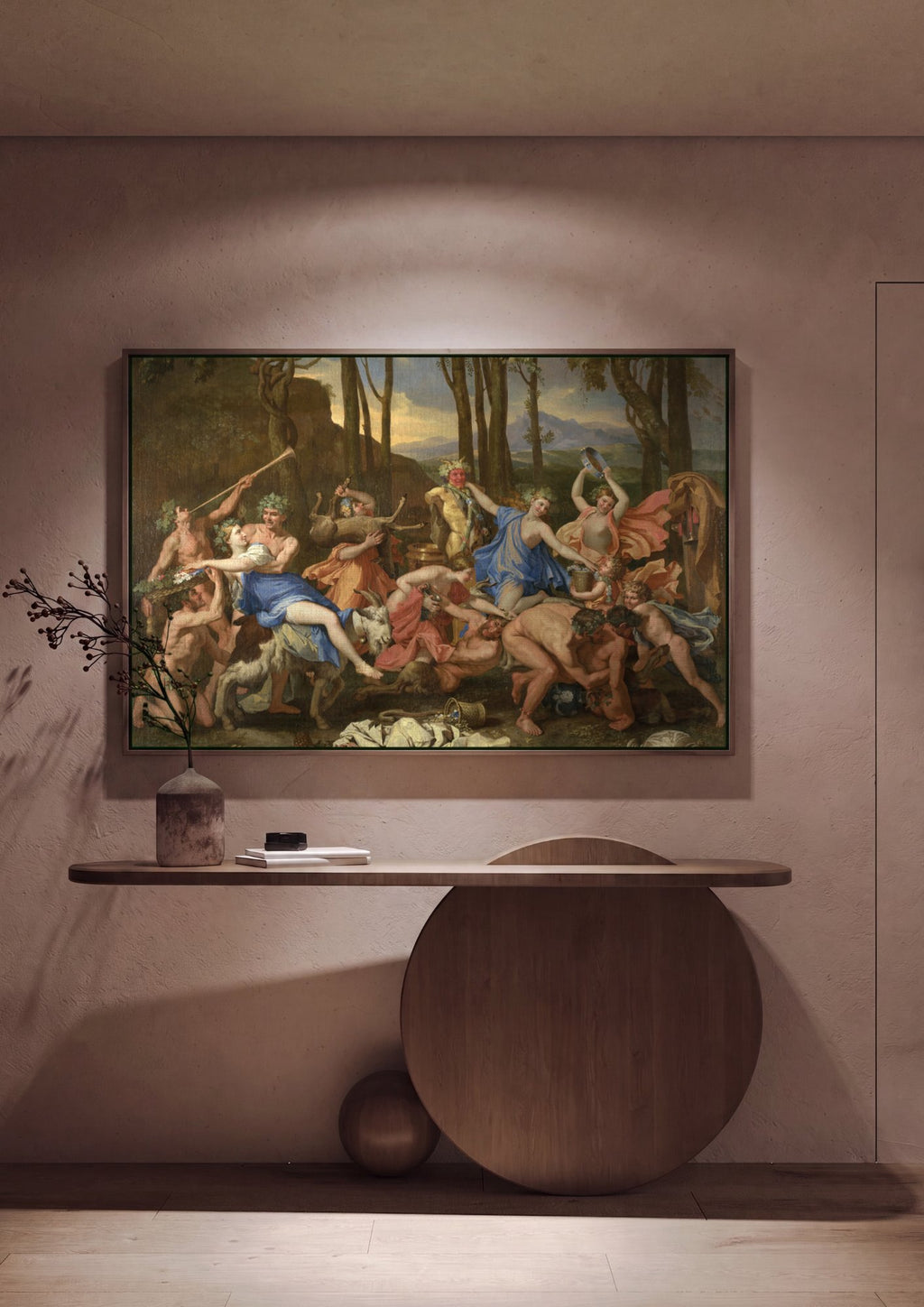 Quadro Decorativo O Triunfo de Pã - Nicolas Poussin em ambiente decorado