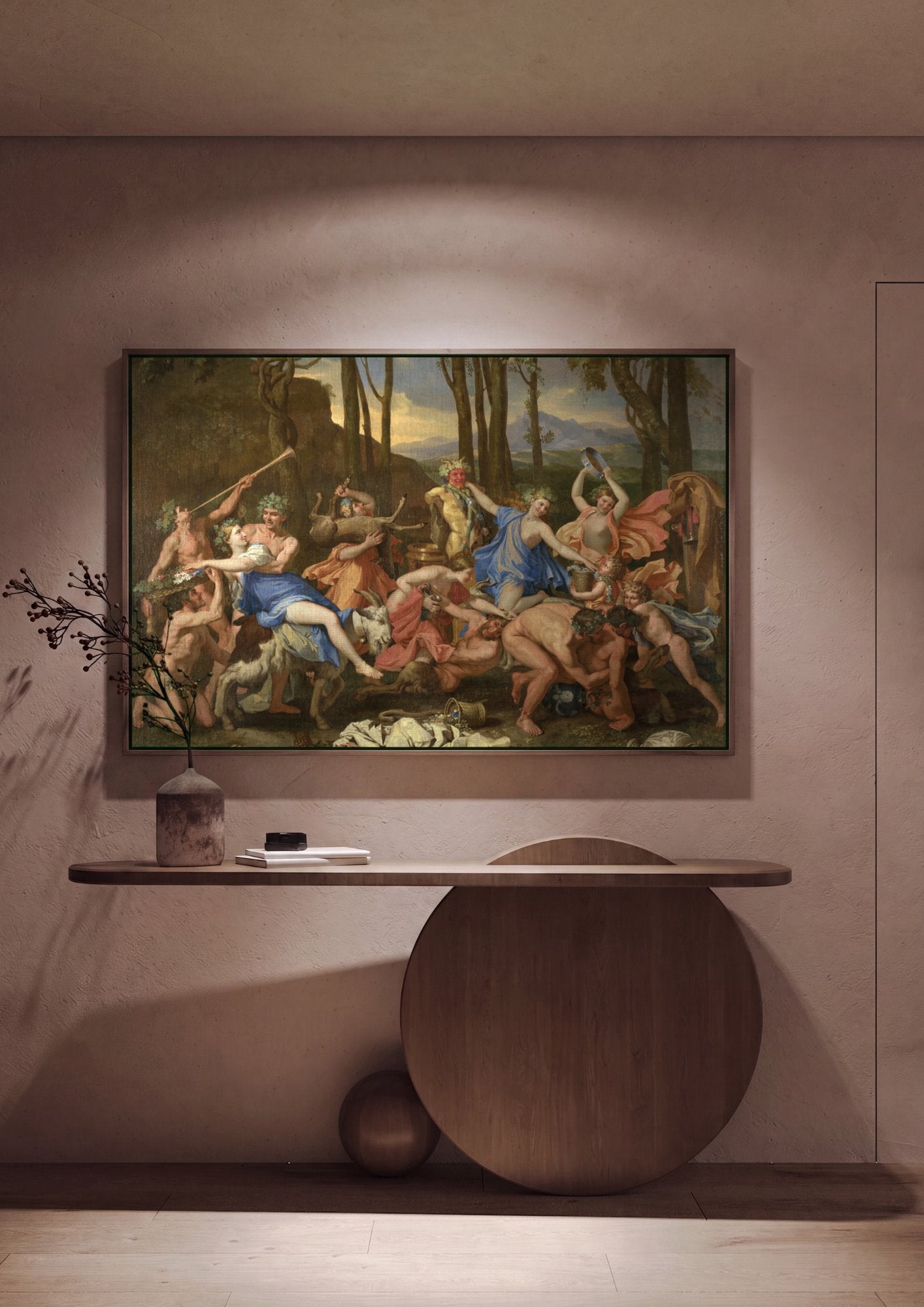 Quadro Decorativo O Triunfo de Pã - Nicolas Poussin em ambiente decorado