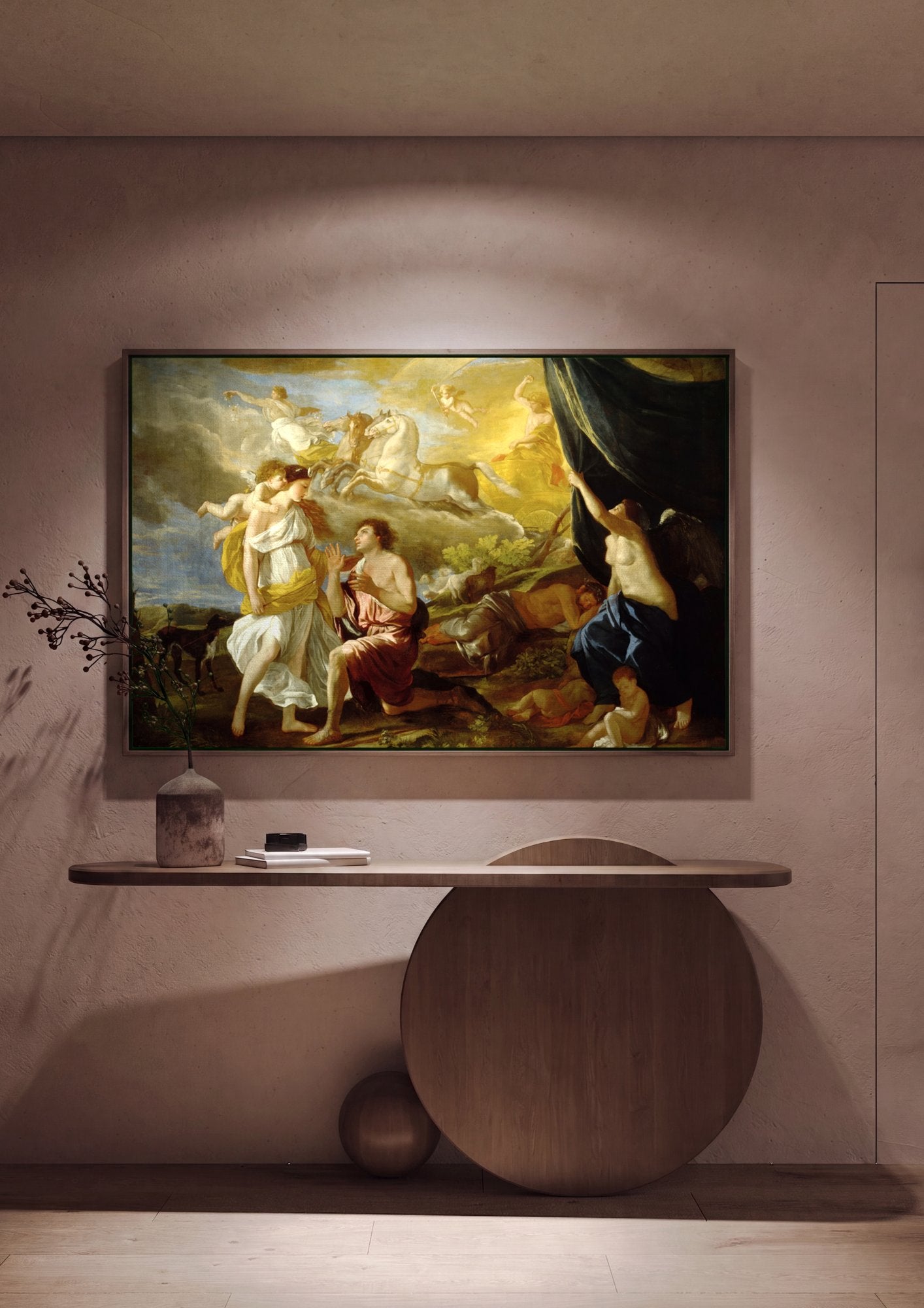 Quadro Decorativo Aurora e Céfalo - Nicolas Poussin em ambiente decorado