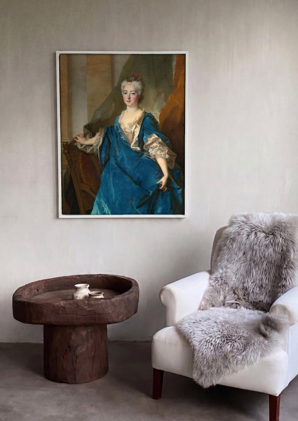 Quadro Decorativo Retrato de Dama – Nicolas de Largillière em ambiente decorado