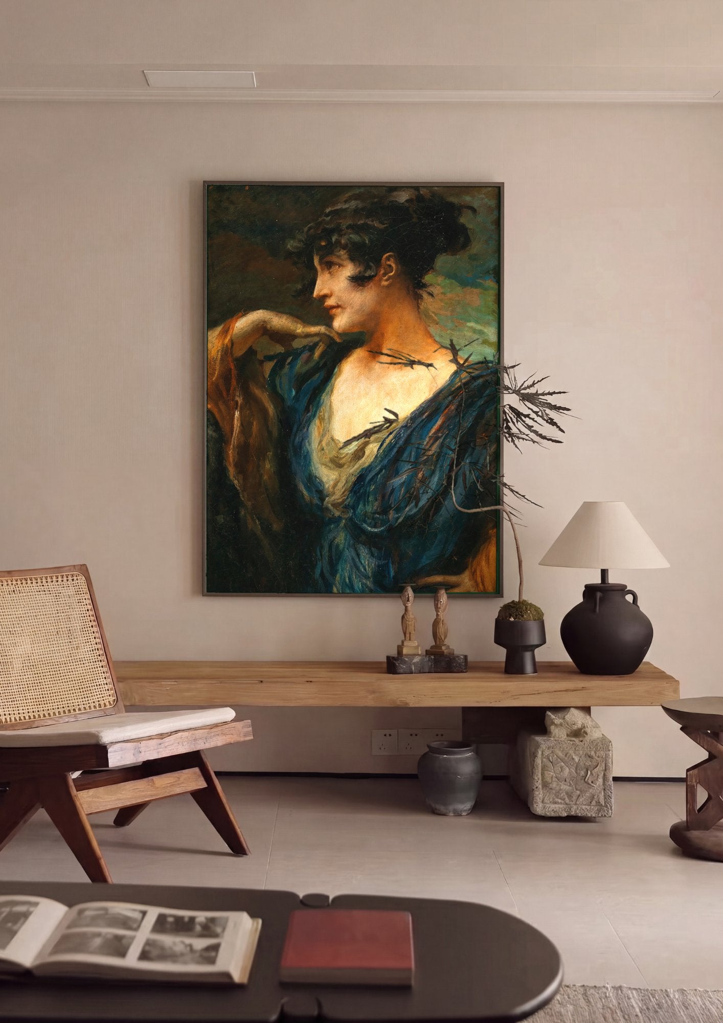 Quadro Decorativo A Dama de Azul - Leopold Schmutzler em ambiente decorado